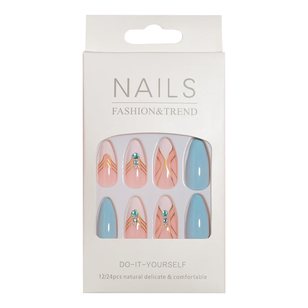 Artistic Press-On Nail Set with Elegant Detailing Kalsten