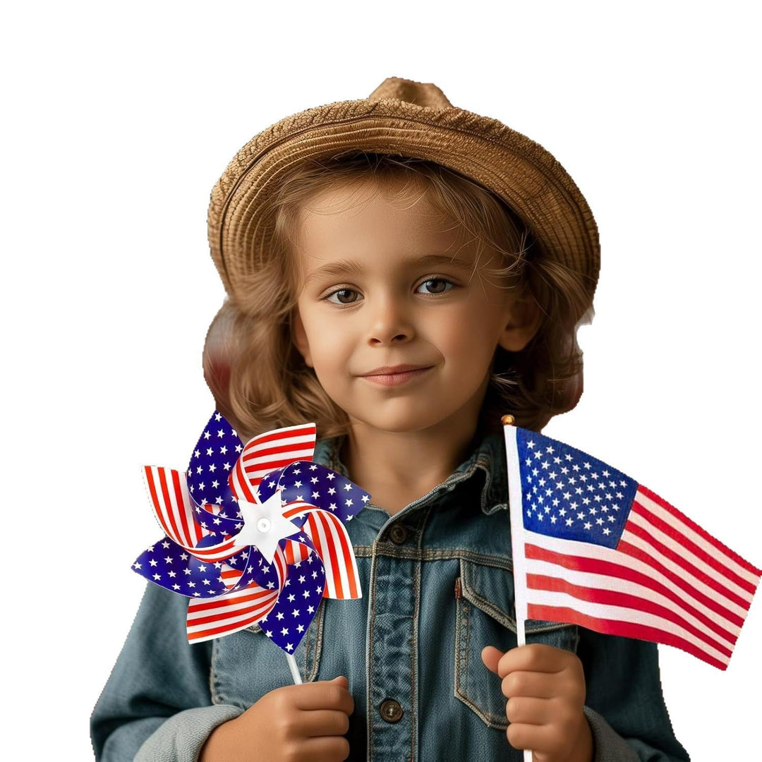 Unisex nan portable USA table flag with plastic pole and decorative tip Kalsten