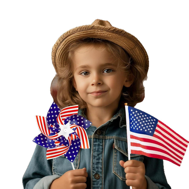 Unisex nan portable USA table flag with plastic pole and decorative tip Kalsten