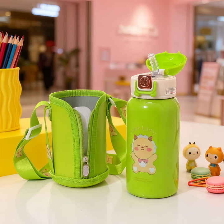 Women's insulated drinking bottle with practical carrying strap and cute animal design Kalsten