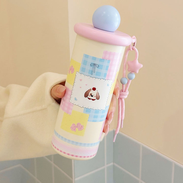 Women's insulated drinking bottle with practical carrying strap and cute animal motif Kalsten