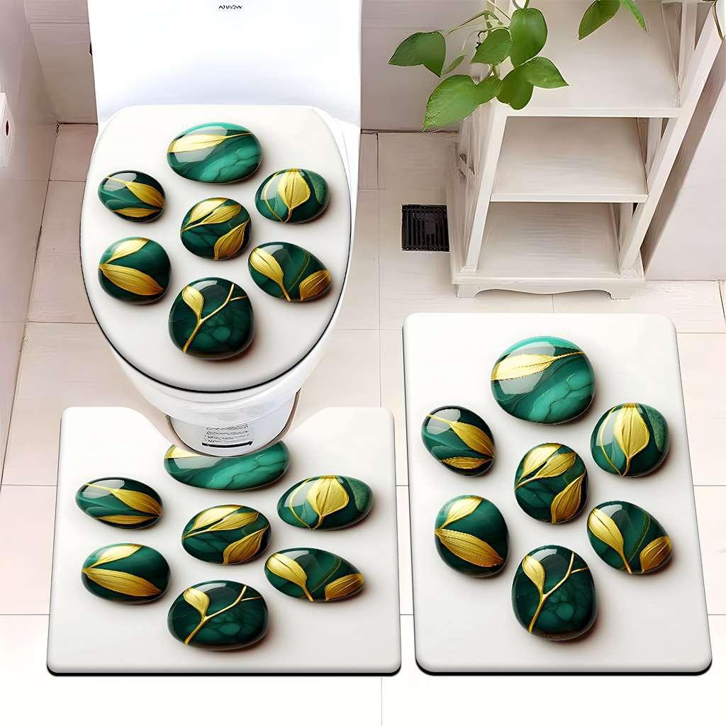 Decorative Pebble Bathroom Mat Set Kalsten