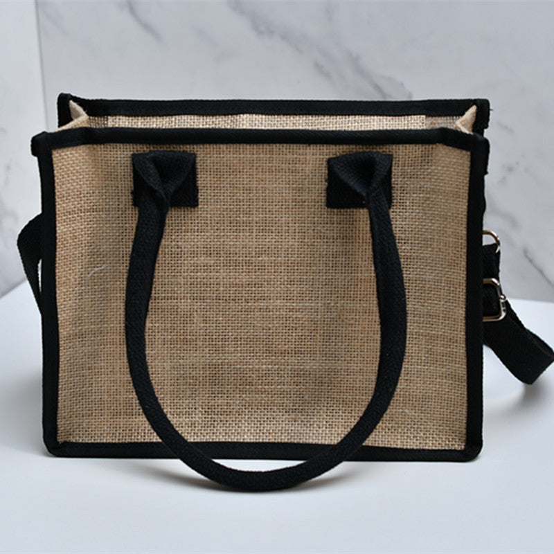 Spacious shopping bag made of sturdy jute with mesh side pockets Kalsten