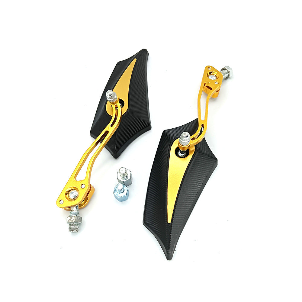 Sporty motorcycle rearview mirrors with rounded edges and adjustable viewing angle Kalsten