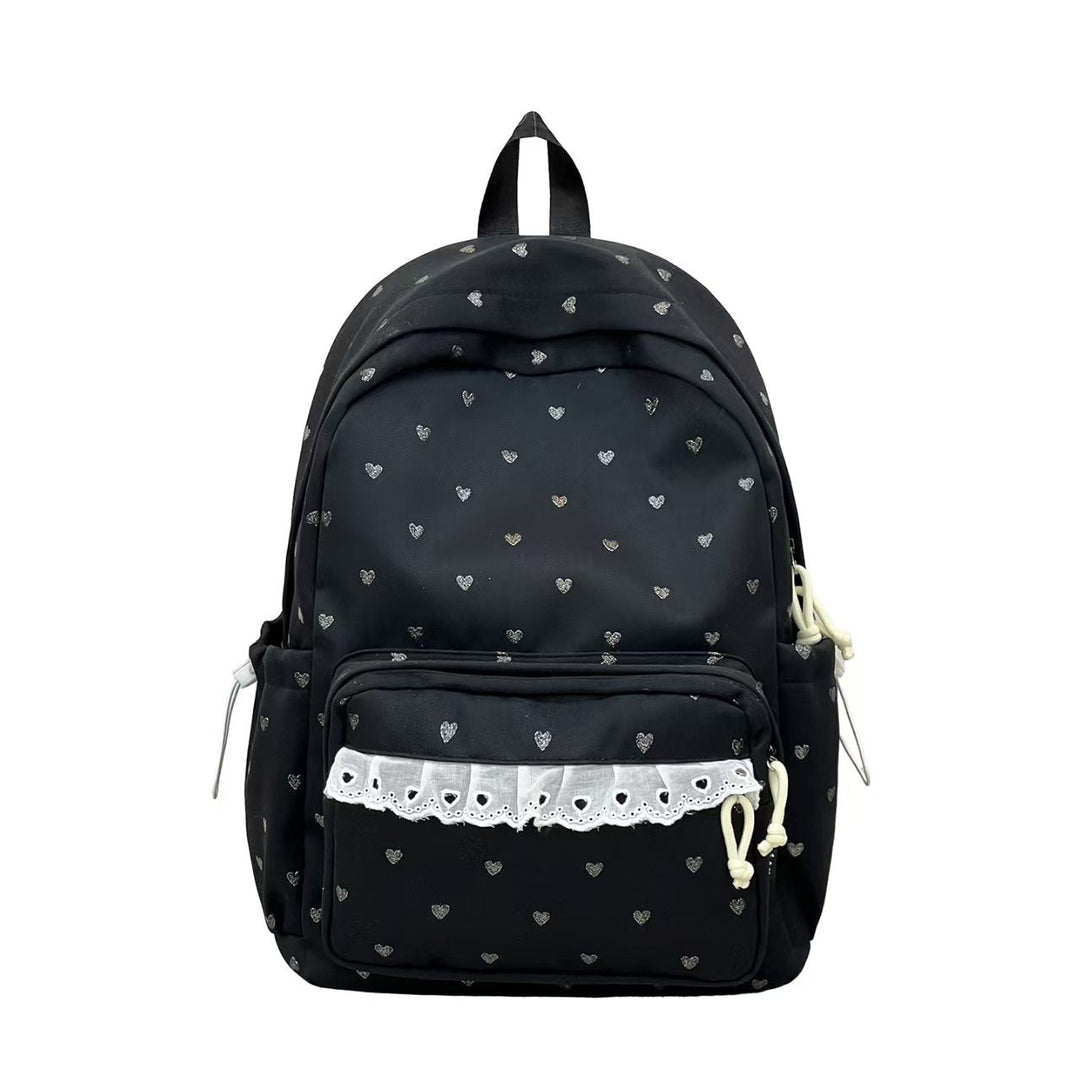 Backpack with Fine Heart Motif and Delicate Lace Appliqué Kalsten