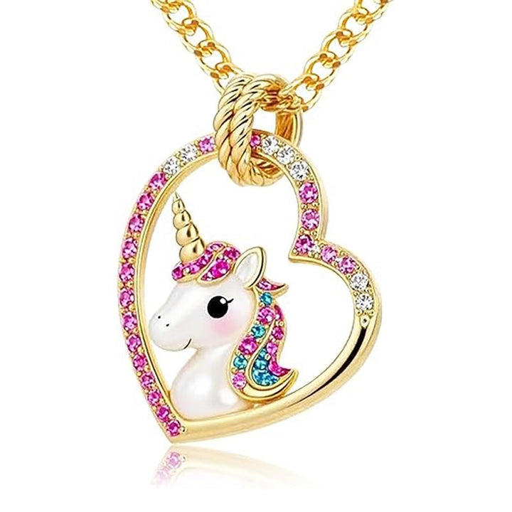 Heart-Shaped Unicorn Pendant Necklace Kalsten