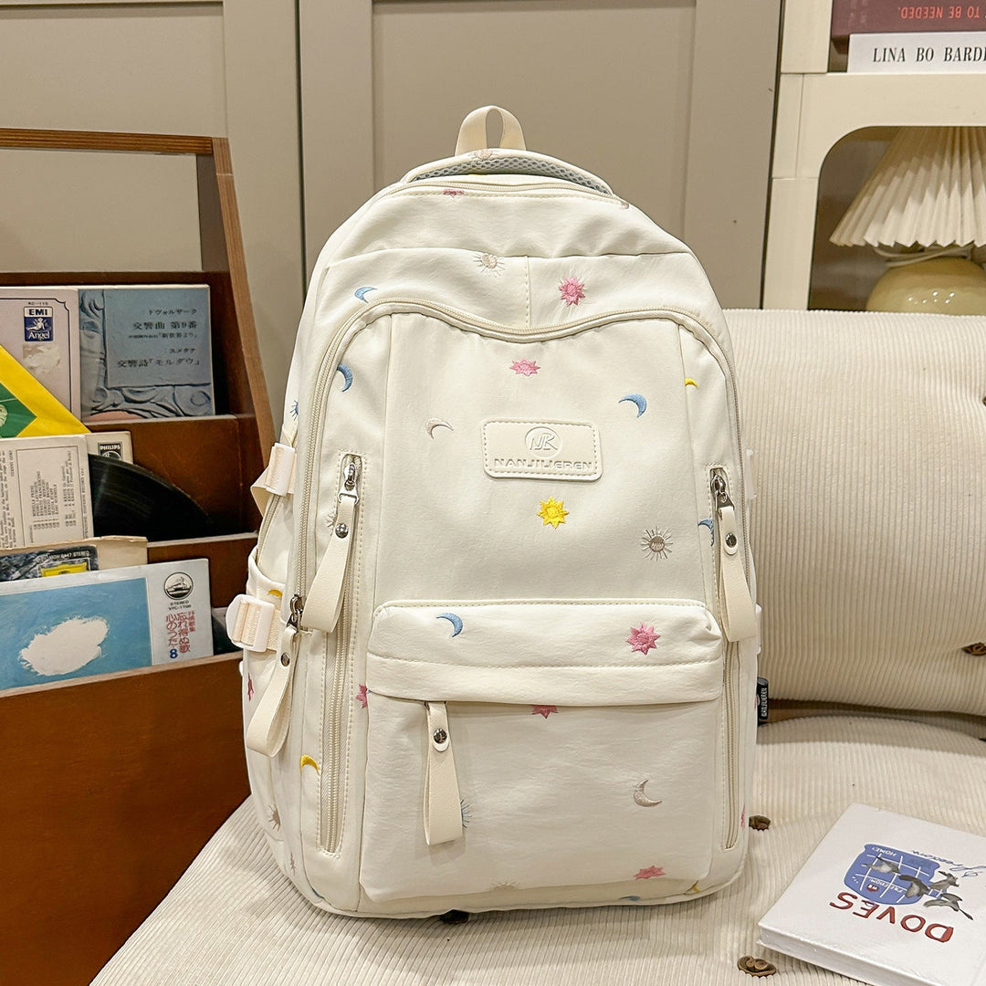 Multi-Pocket Graphic Embellished School Backpack