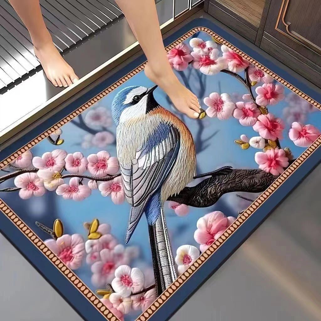 Floral-Embossed Memory Foam Bath Mat Kalsten