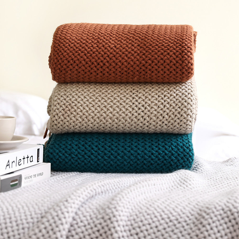 Women cozy knit blanket with decorative pattern Kalsten