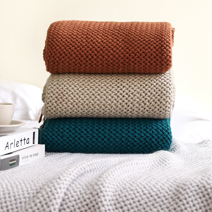 Women cozy knit blanket with decorative pattern Kalsten