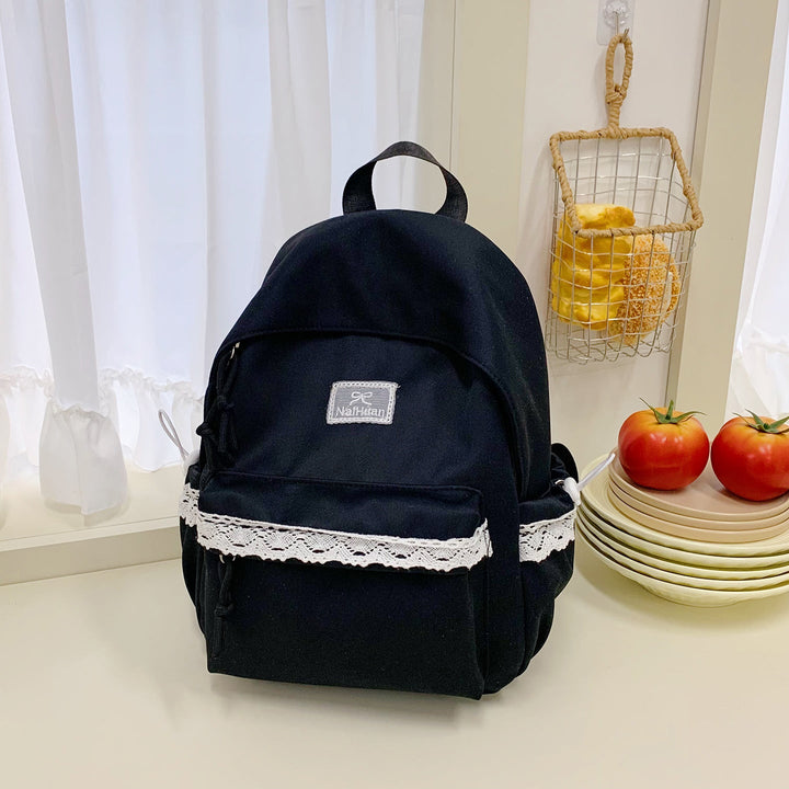 Elegant Lace-Trim Detail School Backpack
