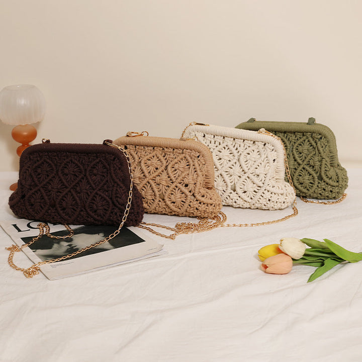 Hand-knotted shoulder bag in Boho style Kalsten