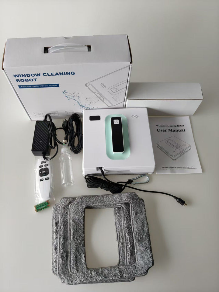 robotic window cleaner with dual-nozzle auto spray and reinforced safety tether Kalsten