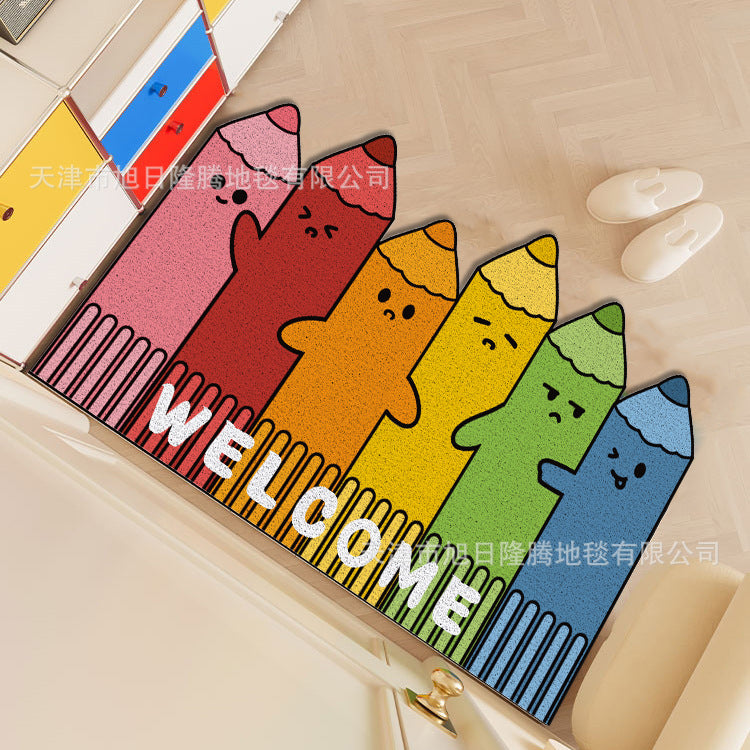 Playful Cartoon Cat-Themed Welcome Mat Kalsten