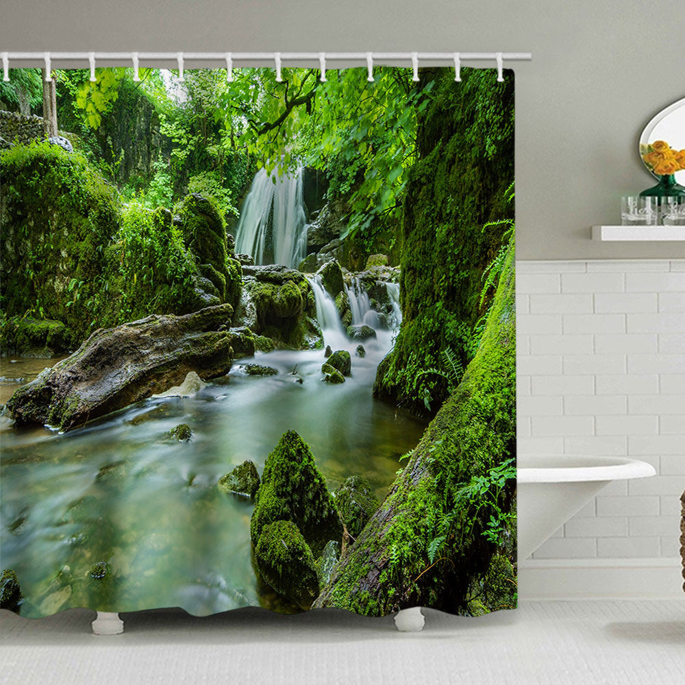 Scenic Waterfall Print Shower Curtain Kalsten