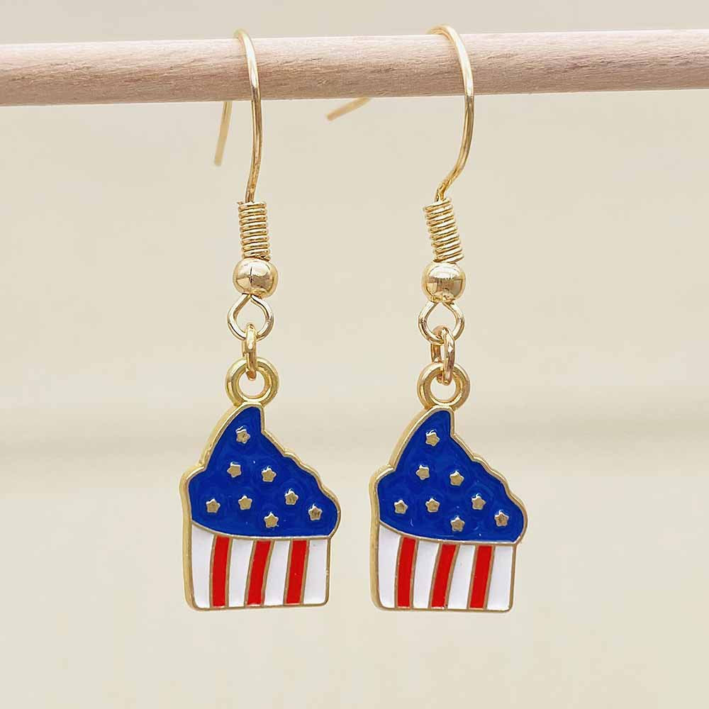 Women's Independence Day patriotic enamel flag dangle earrings with hypoallergenic fishhook wires Kalsten