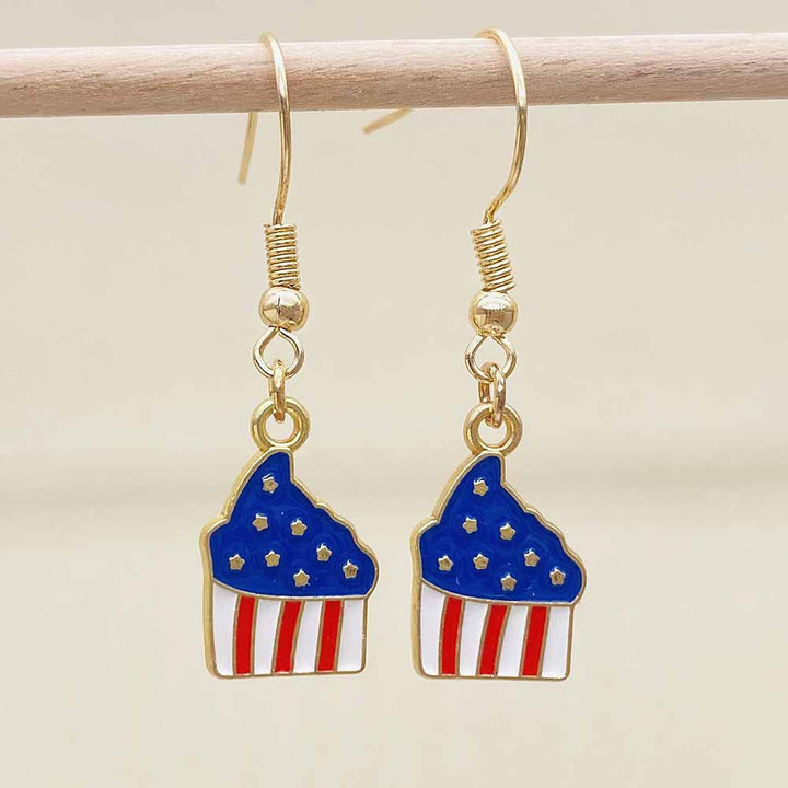 Women's filigree drop earrings with enameled flag pendants and metal hook closure Kalsten