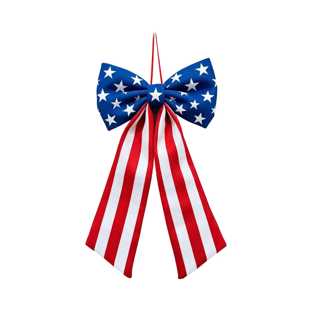 Unisex decorative bow with striped satin ribbon and hanging ribbon Kalsten