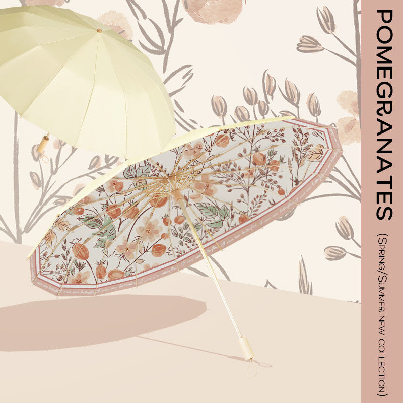 Women's elegant folding umbrella with floral design Kalsten