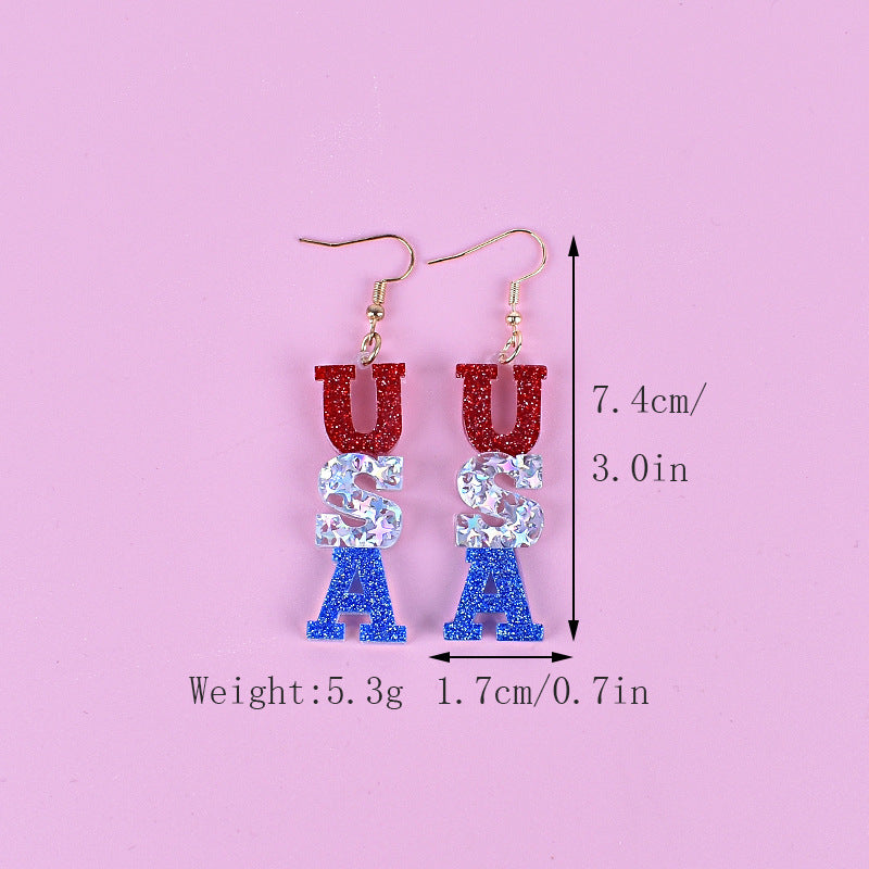Women's nan triple star dangle glitter resin earrings with hypoallergenic hooks Kalsten