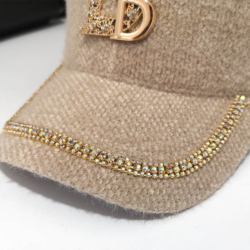 Women's Luxury Embellished Fleece Baseball Cap Kalsten