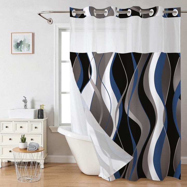 Modern Abstract Wave Pattern Shower Curtain Kalsten