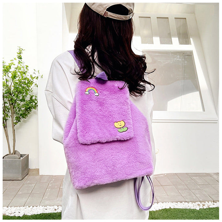 Plush Backpack with Colorful Appliqués Kalsten