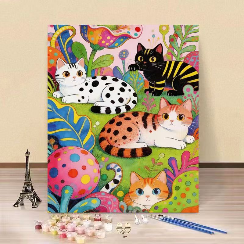 Cat-Themed DIY Paint by Numbers Canvas Kit Kalsten