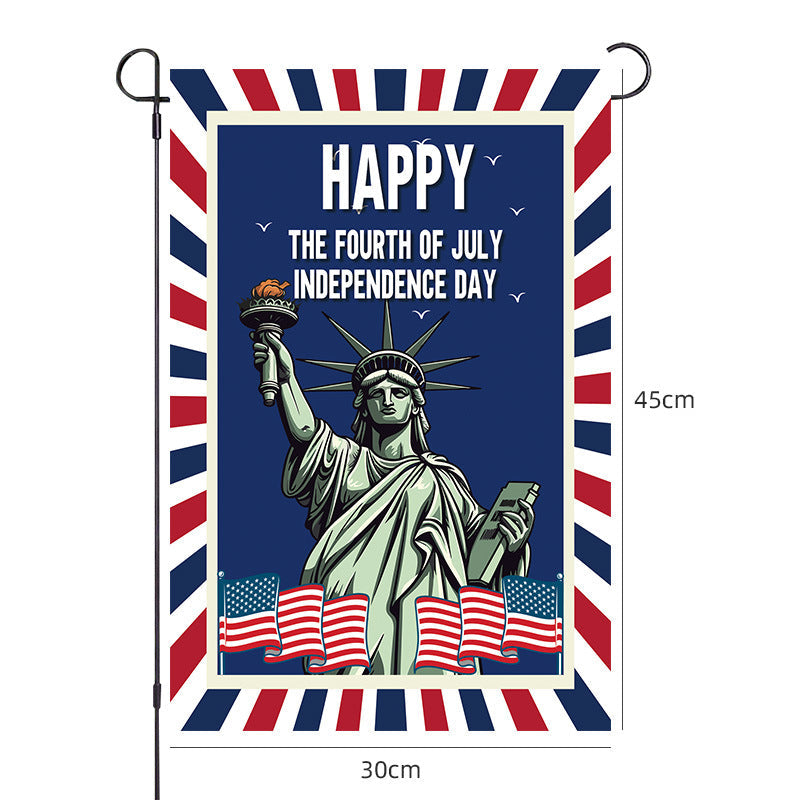 Unisex nano patriotic garden flag with USA map cross and soldier silhouette weatherproof polyester fabric Kalsten