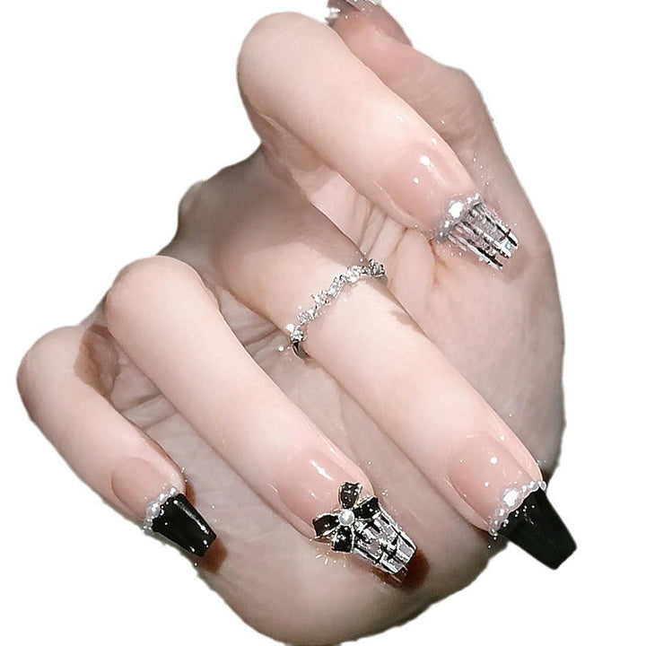 Glamorous artificial fingernails with glitter and moon designs Kalsten