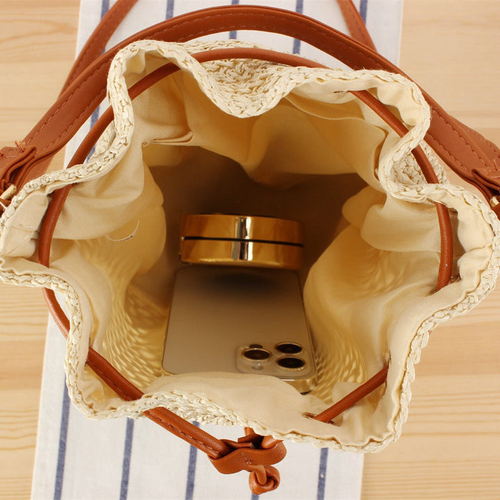 Braided Bucket Bag Made of Natural Material Kalsten