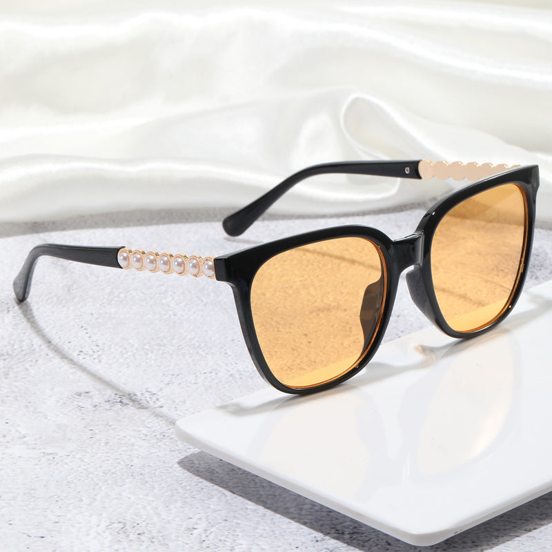 Women's oversized sunglasses with elegant pearl jewelry decoration Kalsten