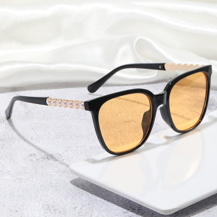 Women's oversized sunglasses with elegant pearl jewelry decoration Kalsten