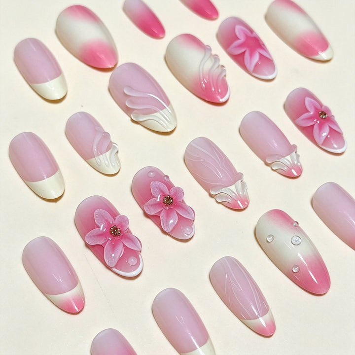Elegant Press-On Nail Tips with Decorative Bow Kalsten