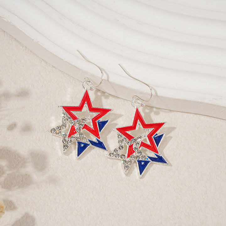 Ladies nan square crystal drop earrings with star grid and fine ear hook Kalsten