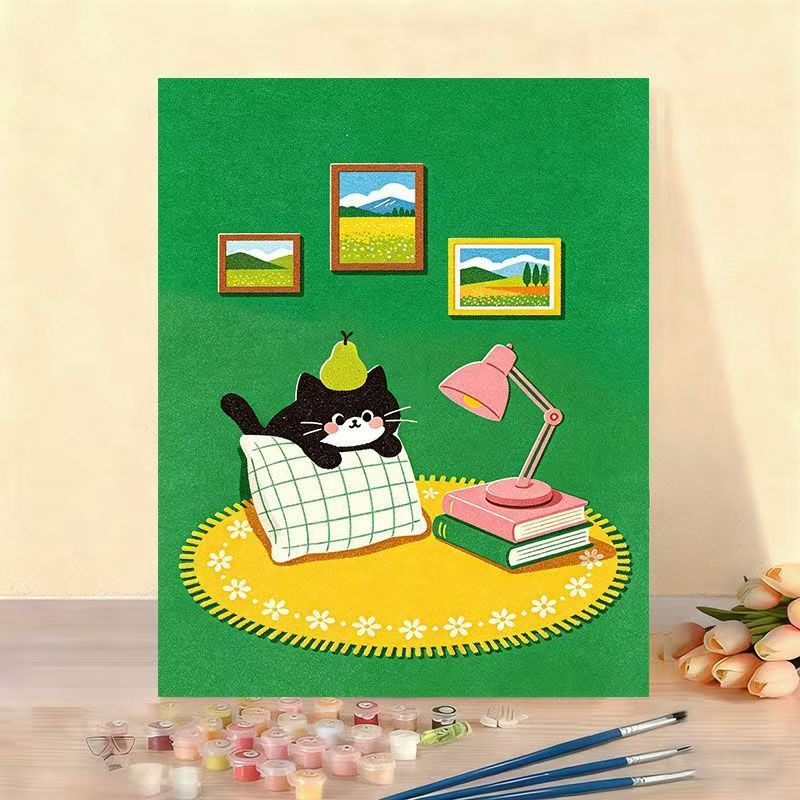 Whimsical Cat Illustration Canvas Artwork Kalsten