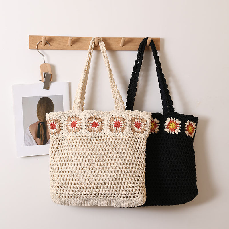 Hand-crocheted beach bag with floral accents Kalsten