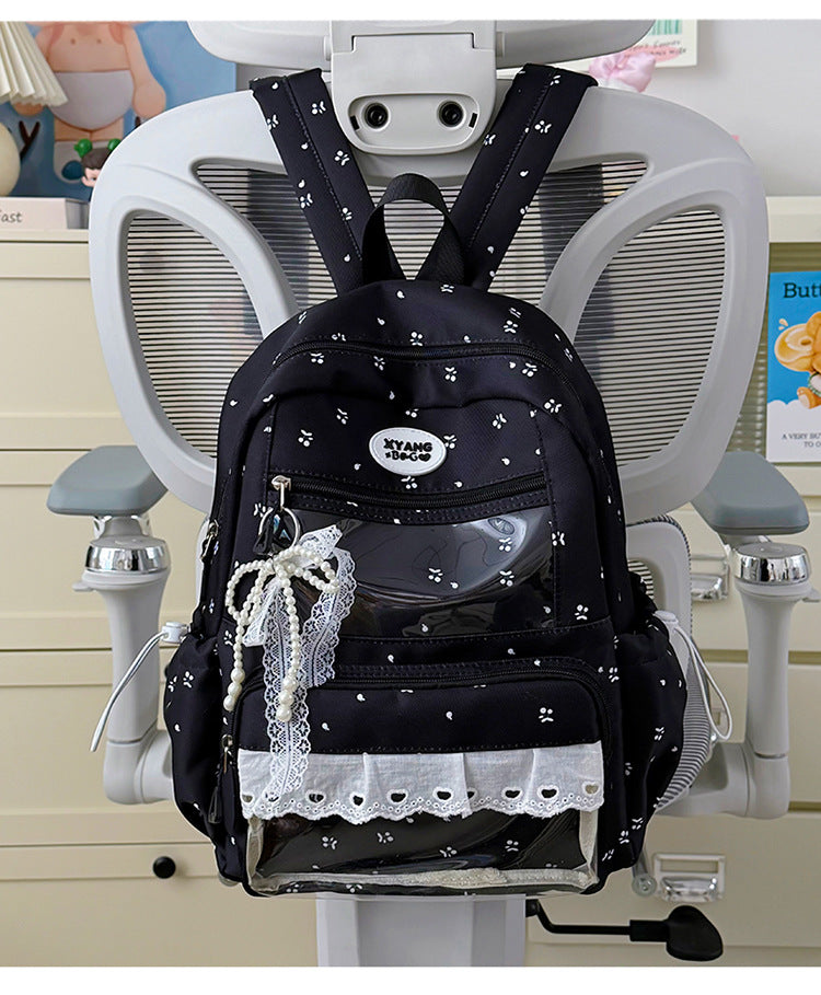 Floral Embellished Casual School Backpack