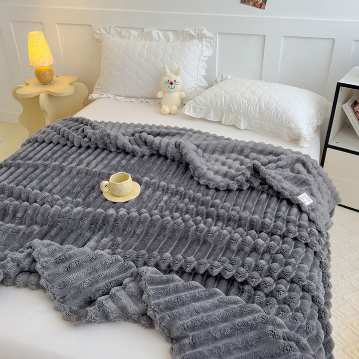 Women High-pile Cozy Blanket with Wave Pattern Kalsten