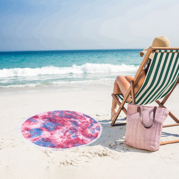 Ladies round beach blanket with fringes Kalsten