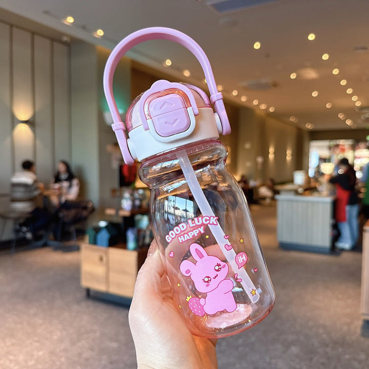 Women's Funny Plastic Drinking Bottle with Integrated Straw Function Kalsten