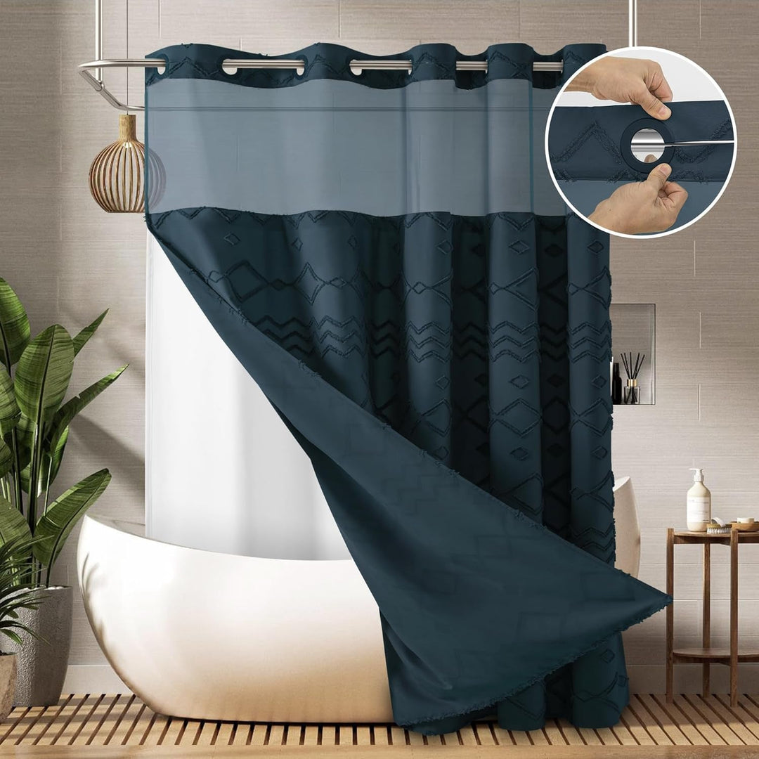 Textured Geometric Design Shower Curtain Kalsten