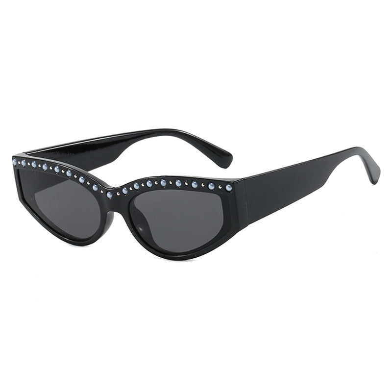 Women's Cat-Eye Sunglasses with Sparkling Rhinestone Accents and Animal Pattern Kalsten