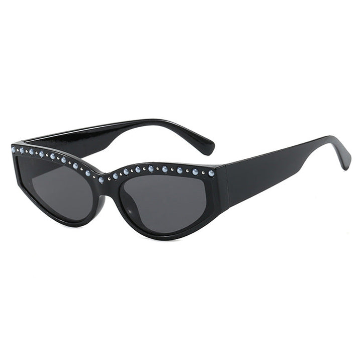 Women's Cat-Eye Sunglasses with Sparkling Rhinestone Accents and Animal Pattern Kalsten