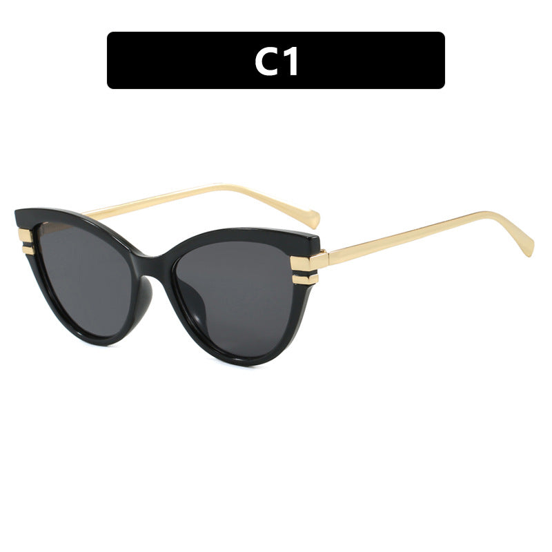 Ladies Cat-Eye Sunglasses with Elegant Plastic Frame and Golden Accents Kalsten