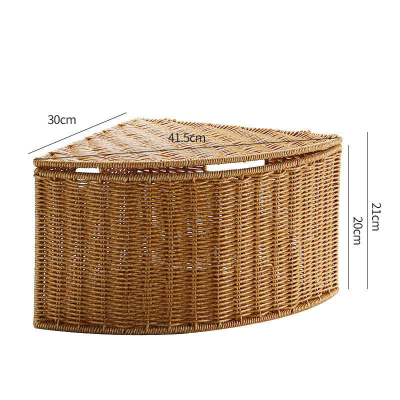 Corner Woven Storage Basket with Lid Kalsten