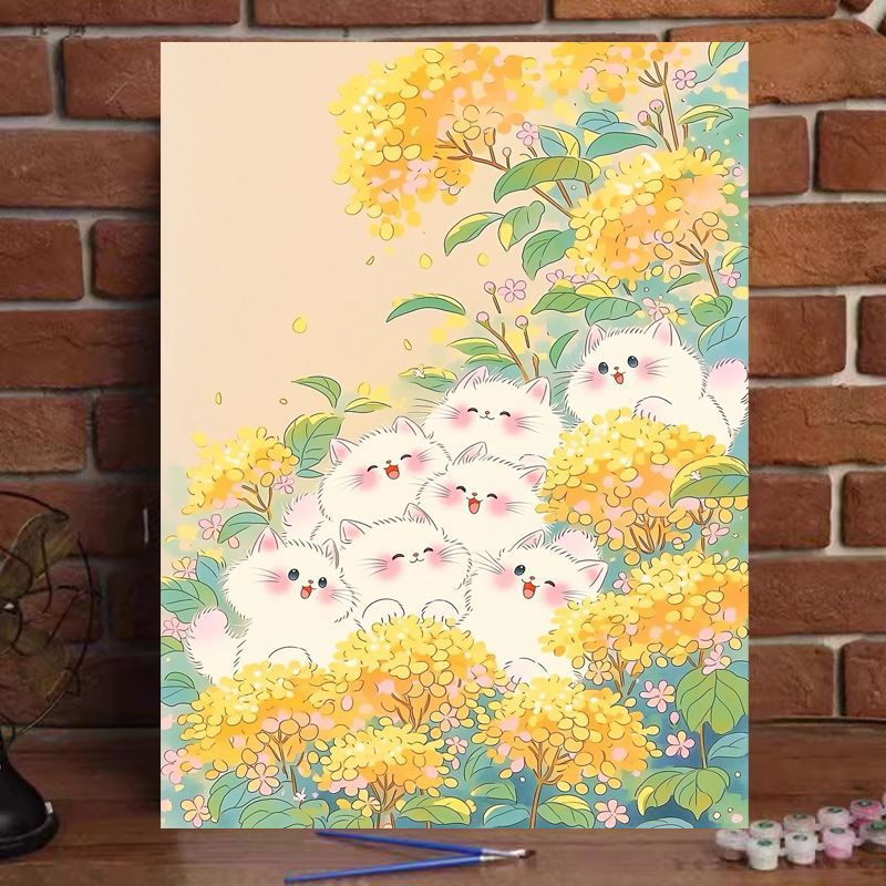 Whimsical Cat-Themed Paint by Numbers Art Kit Kalsten