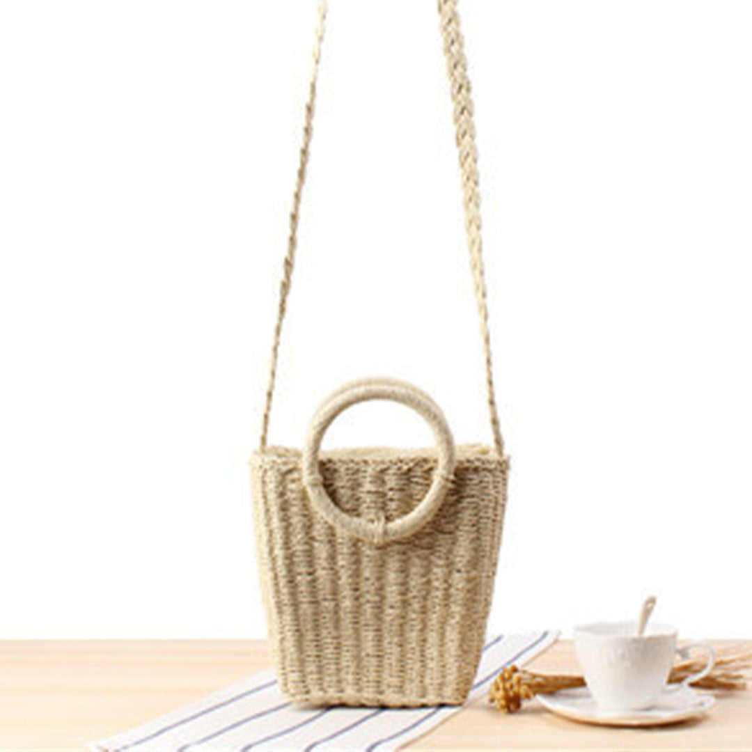 Handbag Made of Braided Natural Material with Round Handle Kalsten