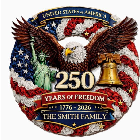 Unisex nan patriotic anniversary commemorative circular resin wall plaque with high-relief eagle Liberty Bell and Statue of Liberty personalization Kalsten