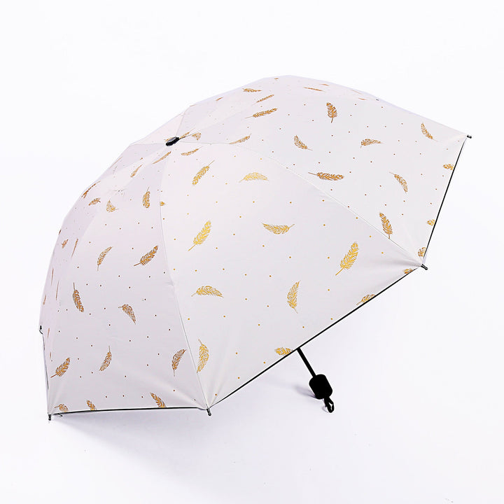 Women's Folding Umbrella with Elegant Feather Design Kalsten